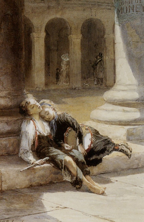Two tired ministrels by Augustus Edwin Mulready